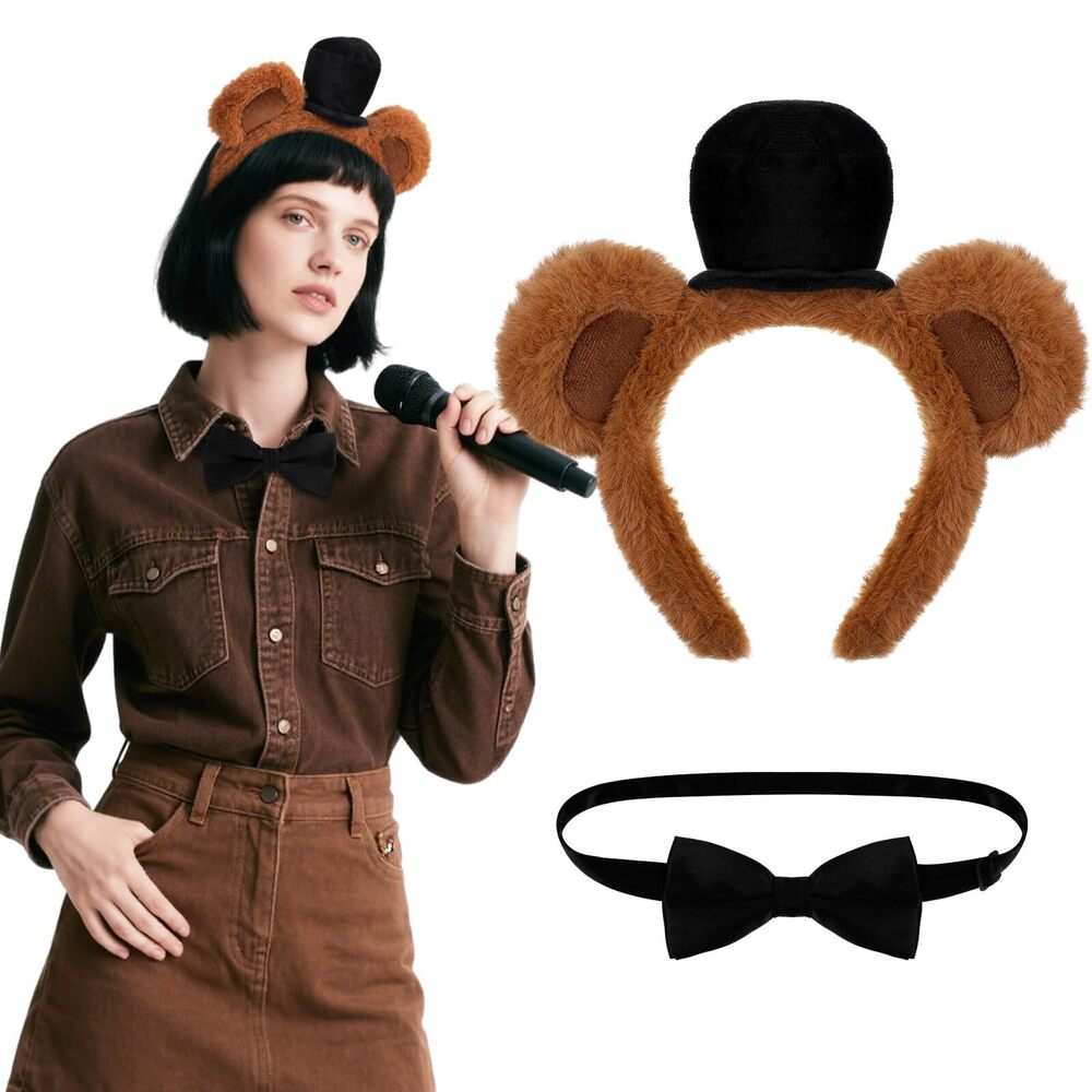 4367 2 Pcs Halloween Bear Costume Accessoriess Bear Ears Top